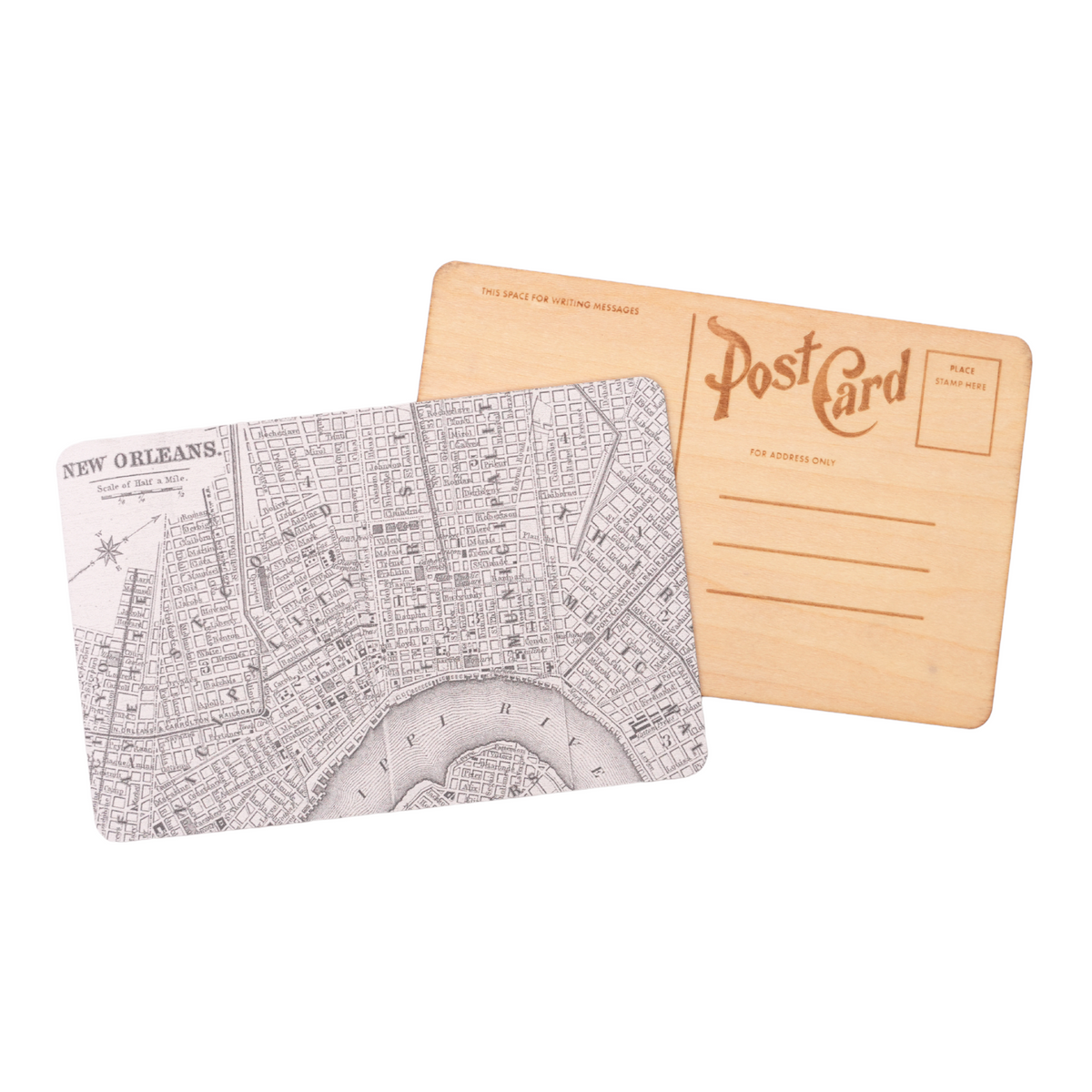 Wooden New Orleans Map Postcard