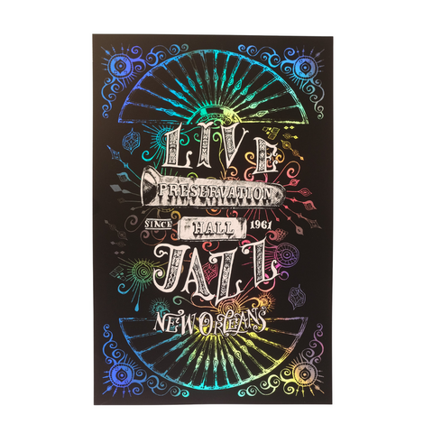 "Live Jazz" Rainbow Holographic Screen Printed Poster