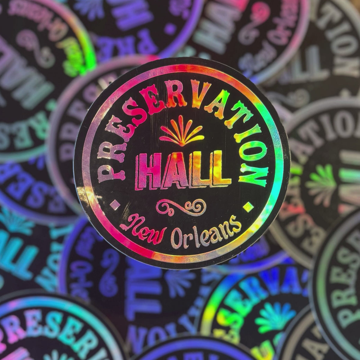 Black Holographic Drum Logo Sticker